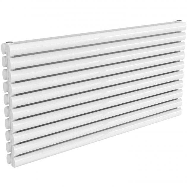 Reina Nevah Modern Double Designer Horizontal Radiator 590mm High x 1200mm Wide - White - RND - NVH512DW - TAP 'N' SHOWER