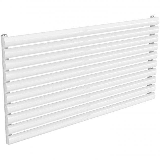 Reina Nevah Modern Single Designer Horizontal Radiator 590mm High x 1200mm Wide - White - RND - NVH512SW - TAP 'N' SHOWER