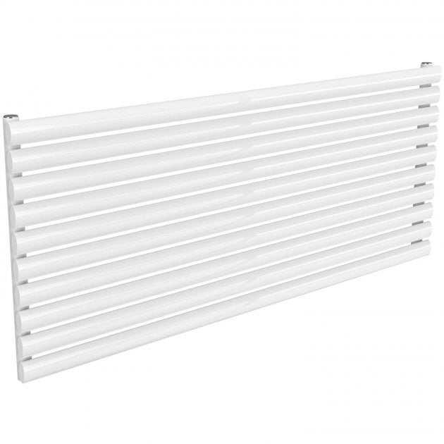 Reina Nevah Modern Single Designer Horizontal Radiator 590mm High x 1400mm Wide - White - RND-NVH514SW