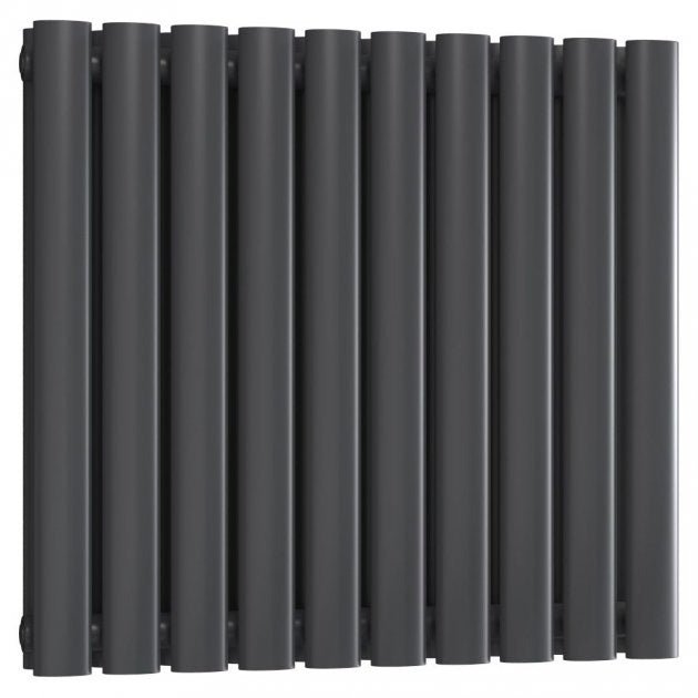 Reina Neval Double Horizontal 600mm High x 581mm Wide Aluminium Radiator - Anthracite - A - NVL06058DA - TAP 'N' SHOWER