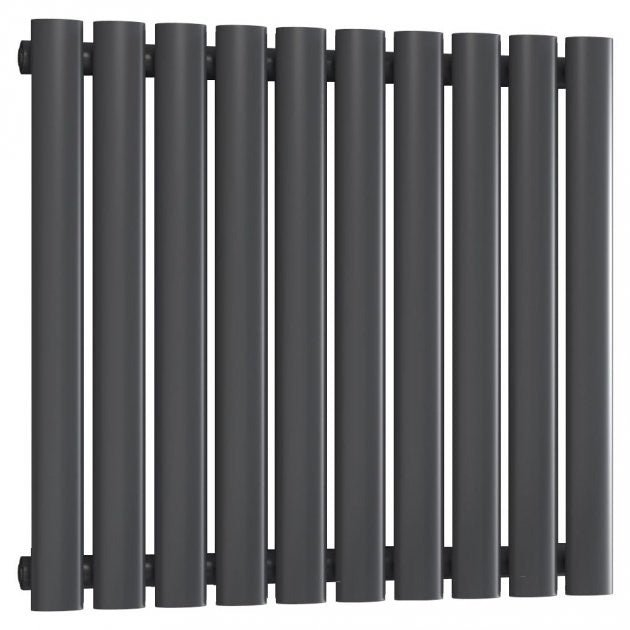 Reina Neval Single Horizontal 600mm High x 581mm Wide Aluminium Radiator - Anthracite - A - NVL06058SA - TAP 'N' SHOWER