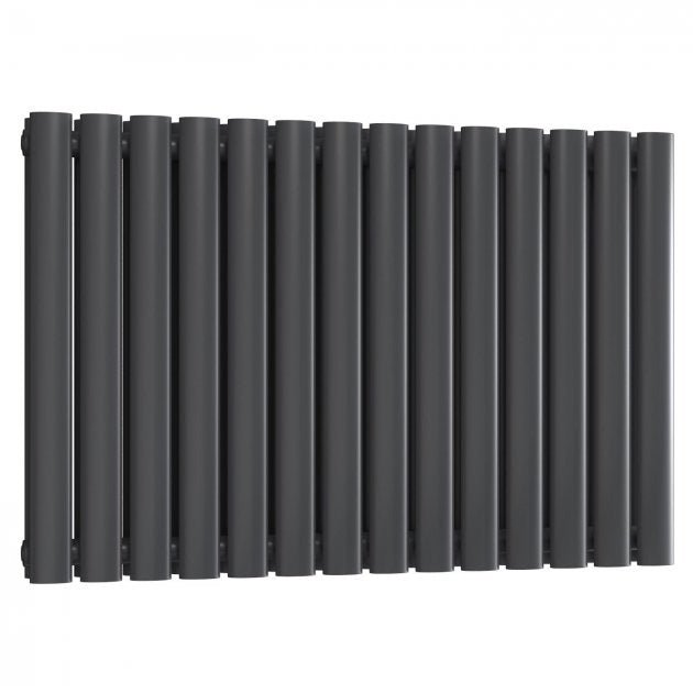 Reina Neval Double Horizontal 600mm High x 817mm Wide Aluminium Radiator - Anthracite - A - NVL06081DA - TAP 'N' SHOWER