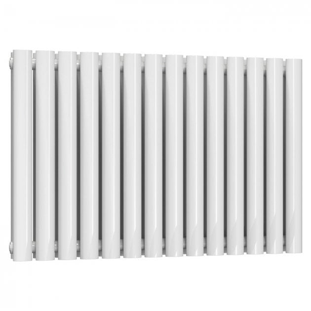 Reina Neval Double Horizontal 600mm High x 817mm Wide Aluminium Radiator - White - A - NVL06081DW - TAP 'N' SHOWER