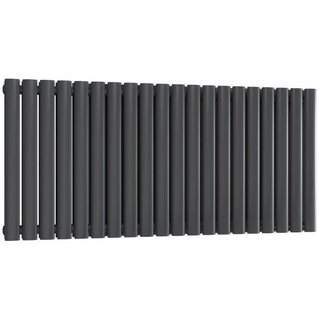 Reina Neval Double Horizontal 600mm High x 1171mm Wide Aluminium Radiator - Anthracite - A - NVL06117DA - TAP 'N' SHOWER