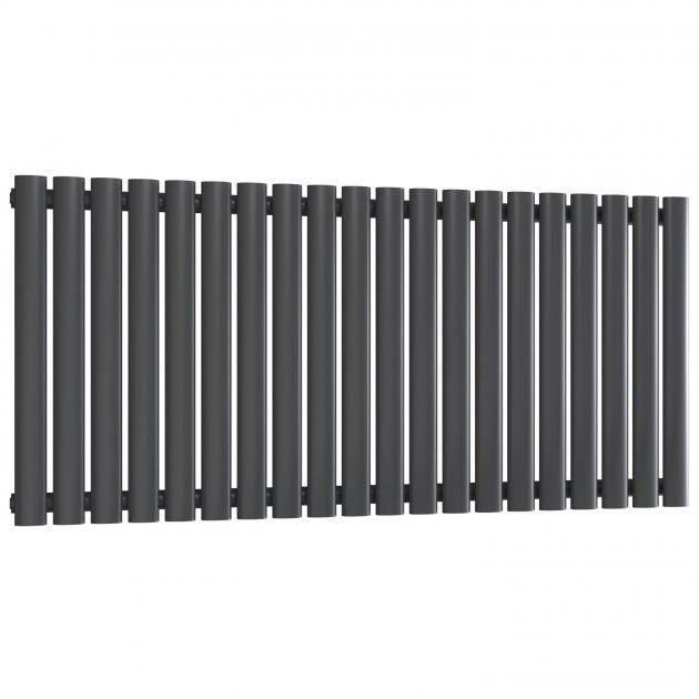 Reina Neval Double Horizontal 600mm High x 1171mm Wide Aluminium Radiator - Anthracite - A - NVL06117SA - TAP 'N' SHOWER