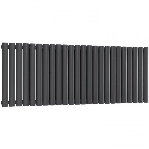 Reina Neval Double Horizontal 600mm High x 1407mm Wide Aluminium Radiator - Anthracite - A - NVL06140DA - TAP 'N' SHOWER