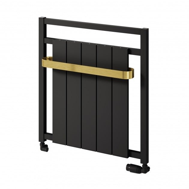 Reina Newbury Horizontal 705mm High x 675mm Wide Aluminium Radiator - Matt Black - A - NBY7067G - TAP 'N' SHOWER