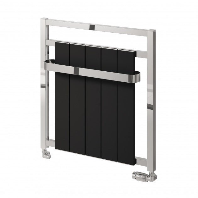 Reina Newbury Horizontal 705mm High x 675mm Wide Aluminium Radiator - Black - A - NBY7067K - TAP 'N' SHOWER