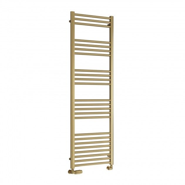 Reina Ottone 1600mm High x 600mm Wide Heated Towel Rail - Brushed Brass - RND - OTO160060B - TAP 'N' SHOWER