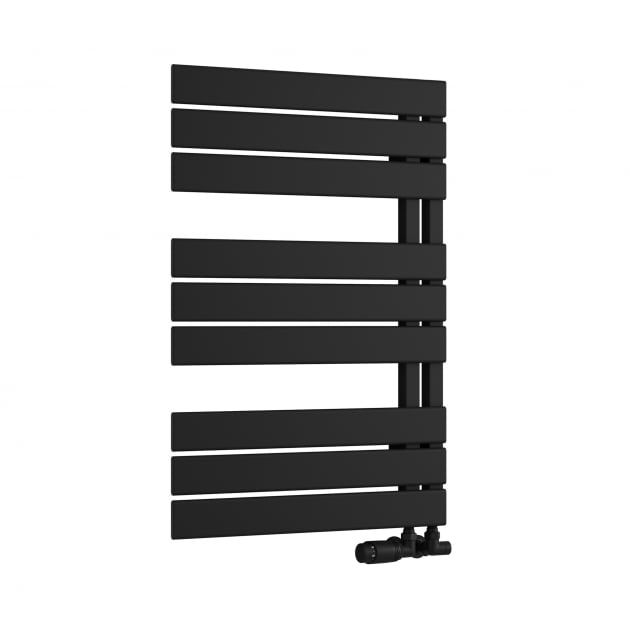 Reina Pettino 823mm High x 550mm Wide Flat Panel Heated Towel Rail - Black - RND - PTN082K - TAP 'N' SHOWER