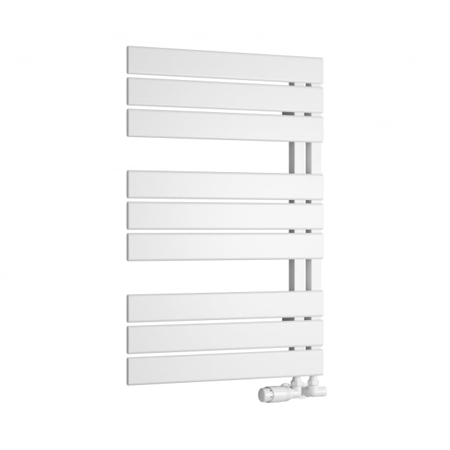 Reina Pettino 823mm High x 550mm Wide Flat Panel Heated Towel Rail - White - RND - PTN082W - TAP 'N' SHOWER