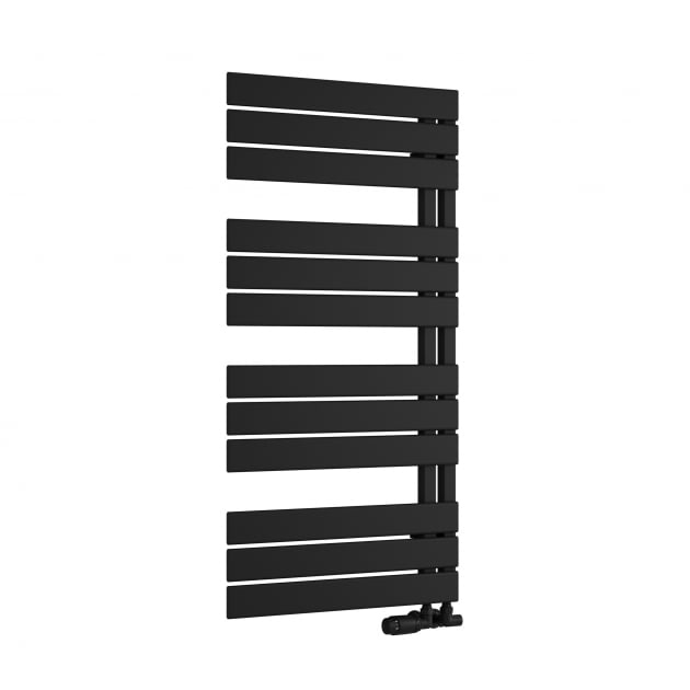 Reina Pettino 1124mm High x 550mm Wide Flat Panel Heated Towel Rail - Black - RND - PTN112K - TAP 'N' SHOWER