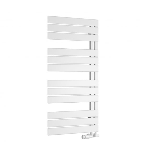 Reina Pettino 1124mm High x 550mm Wide Flat Panel Heated Towel Rail - White - RND - PTN112W - TAP 'N' SHOWER