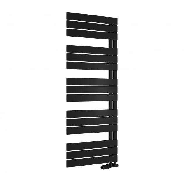 Reina Pettino 1424mm High x 550mm Wide Flat Panel Heated Towel Rail - Black - RND - PTN142K - TAP 'N' SHOWER