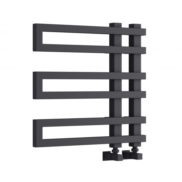 Reina Pietra 530mm High x 530mm Wide Designer Heated Towel Rail - Anthracite - RND - PTR0535A - TAP 'N' SHOWER