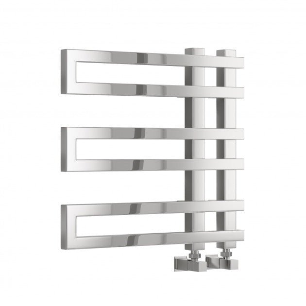 Reina Pietra 530mm High x 530mm Wide Designer Heated Towel Rail - Chrome - RND - PTR0535C - TAP 'N' SHOWER