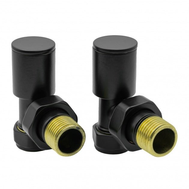 Reina Portland 15mm Angled Radiator Valves Pair - Black - VLV - PRT/AK - TAP 'N' SHOWER
