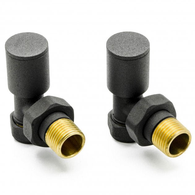 Reina Portland Angled Anthracite Radiator Valves Pair 15mm - VLV - PRT/AA - TAP 'N' SHOWER