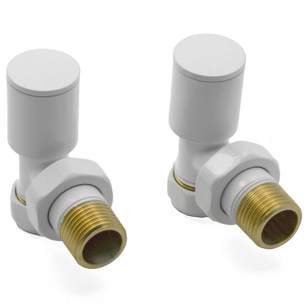 Reina Portland Angled White Radiator Valves Pair 15mm - VLV - PRT/AW - TAP 'N' SHOWER