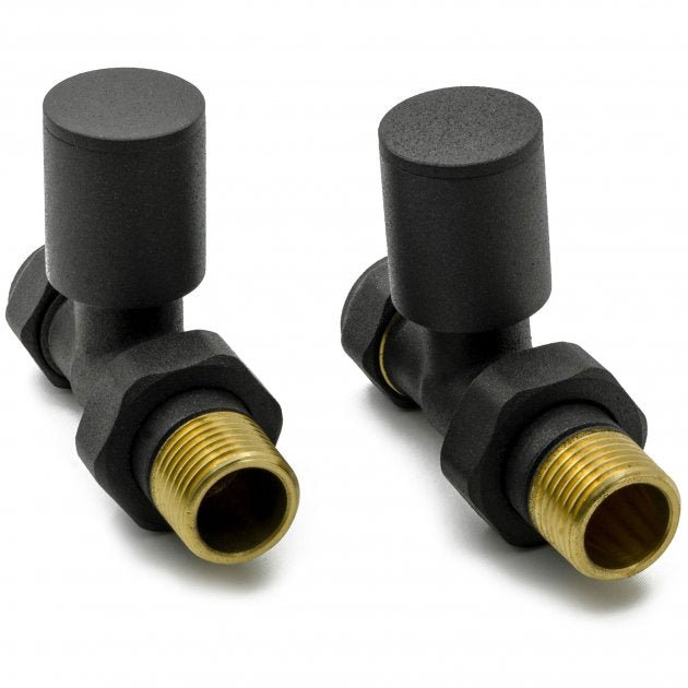 Reina Portland Straight Anthracite Radiator Valves Pair 15mm - VLV - PRT/SA - TAP 'N' SHOWER