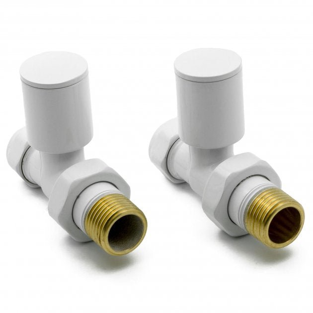 Reina Portland Straight White Radiator Valves Pair 15mm - VLV - PRT/SW - TAP 'N' SHOWER