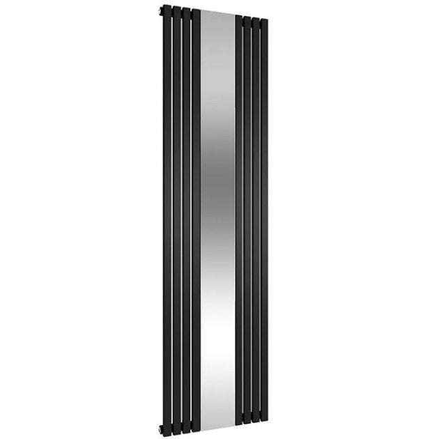 Reina Reflect Modern Mirrored Designer Vertical Radiator 1800mm High x 445mm Wide - Black - RND - RC8B - TAP 'N' SHOWER