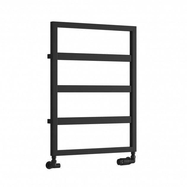 Reina Rezzo 740mm High x 550mm Wide Designer Heated Towel Rail - Black - RND - REZ074055K - TAP 'N' SHOWER