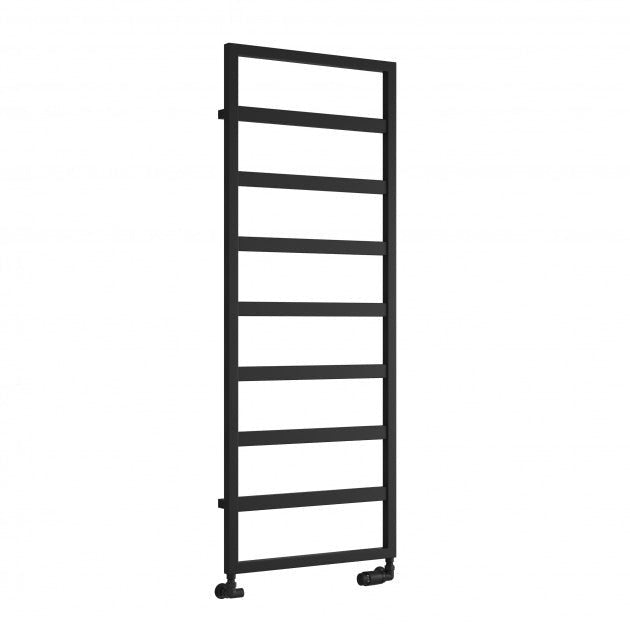 Reina Rezzo 1460mm High x 450mm Wide Designer Heated Towel Rail - Black - RND - REZ146045K - TAP 'N' SHOWER