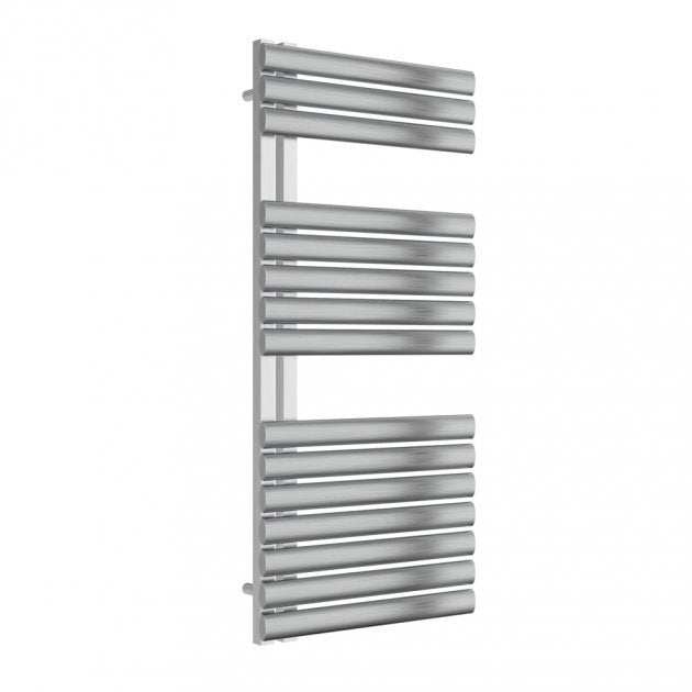 Reina Scalo Designer Stainless Steel Heated Vertical Towel Rail 1120mm High x 500mm Wide - Brushed - RNS-SC512B