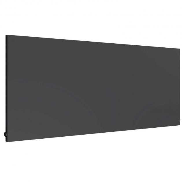 Reina Slimline Designer Modern Horizontal Radiator 600mm High x 1400mm Wide - Anthracite - RND - SLN06014A - TAP 'N' SHOWER