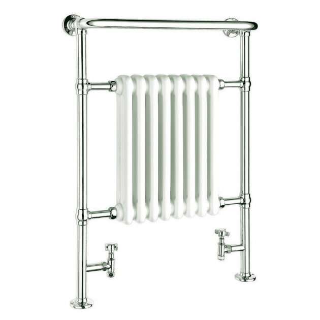 Reina Victoria Traditional Radiator Heated Towel Rail 960mm High x 675mm Wide - White/Chrome - RND-VIC01