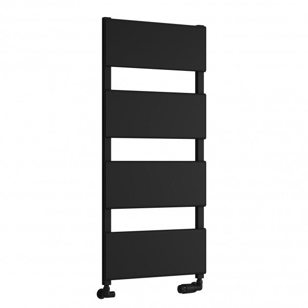 Reina Vivaro 1100mm High x 490mm Wide Designer Heated Towel Rail - Black - A - VVR110K - TAP 'N' SHOWER