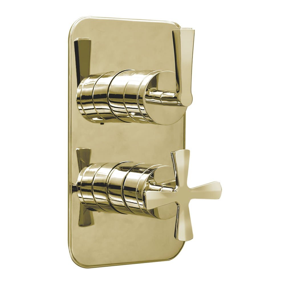 Burlington Riviera Shower Valve Face Plate & Handles for Concealed Shower Valve 1000 - Gold - RIV2GOLD - TAP 'N' SHOWER