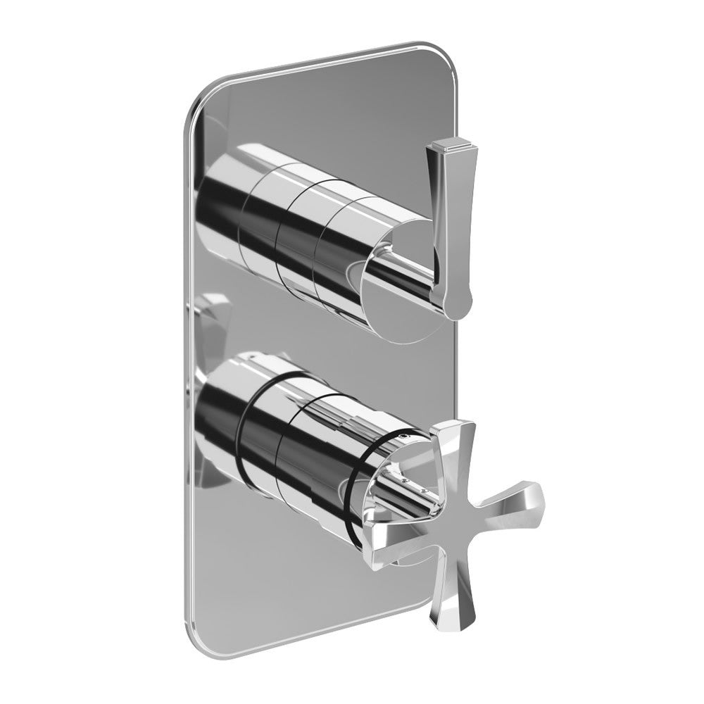 Burlington Riviera Shower Valve Face Plate & Handles for Concealed Shower Valve with Diverter 1500 - Chrome - RIV3CHR - TAP 'N' SHOWER