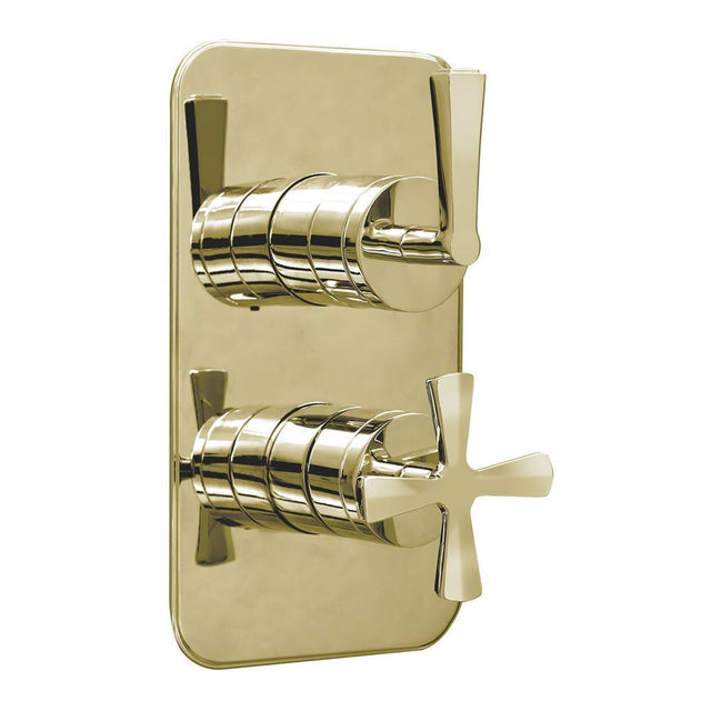Burlington Riviera Shower Valve Face Plate & Handles for Concealed Shower Valve with Diverter 1500 - Gold - RIV3GOLD - TAP 'N' SHOWER