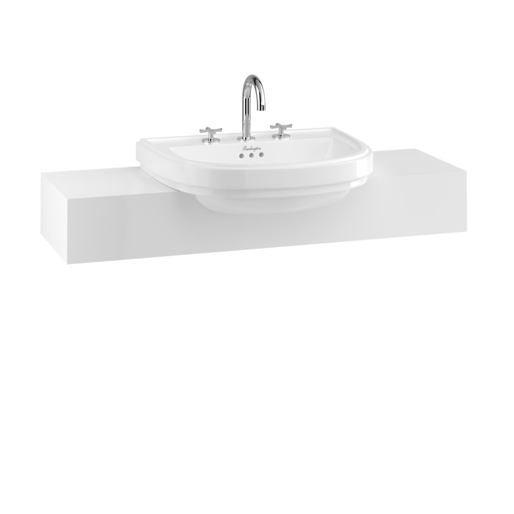 Burlington Riviera 1 Tapholes Semi - Inset Basin 580 x 470mm - White - RIV51TH - TAP 'N' SHOWER