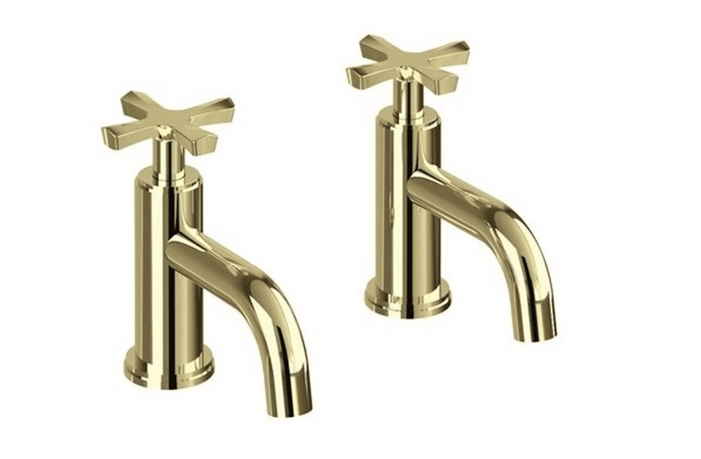 Burlington Riviera Basin Pillars Taps 2 Tapholes - Gold - RIV7GOLD - TAP 'N' SHOWER