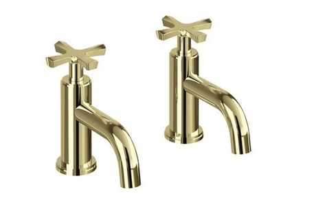 Burlington Riviera Basin Pillars Taps 2 Tapholes - Gold - RIV7GOLD - TAP 'N' SHOWER