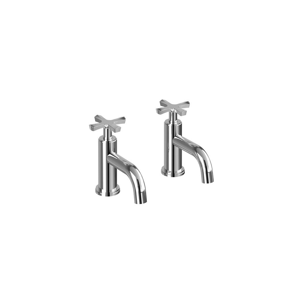 Burlington Riviera Basin Pillars Taps 2 Tapholes - Chrome - RIV7CHR