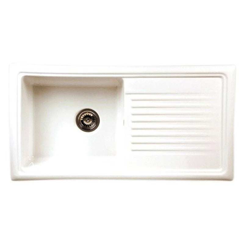 Reginox 1 Bowl Kitchen Regi - Ceramic Sink Including Waste - White - RL 304 CW - TAP 'N' SHOWER