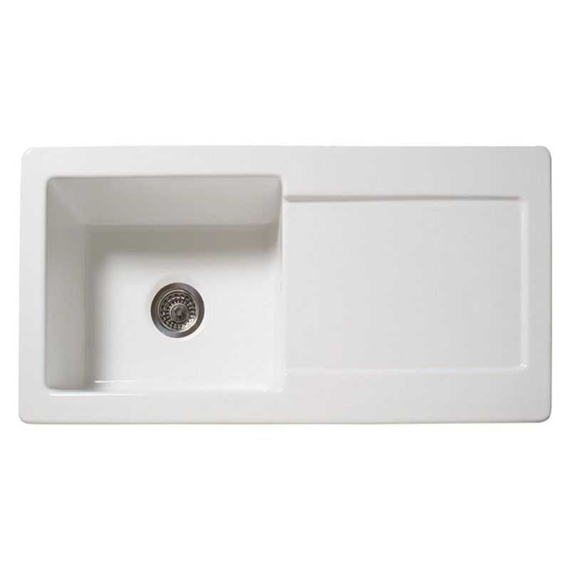 Reginox 1 Bowl Regi - Ceramic Kitchen Sink - White - RL 504 CW - TAP 'N' SHOWER