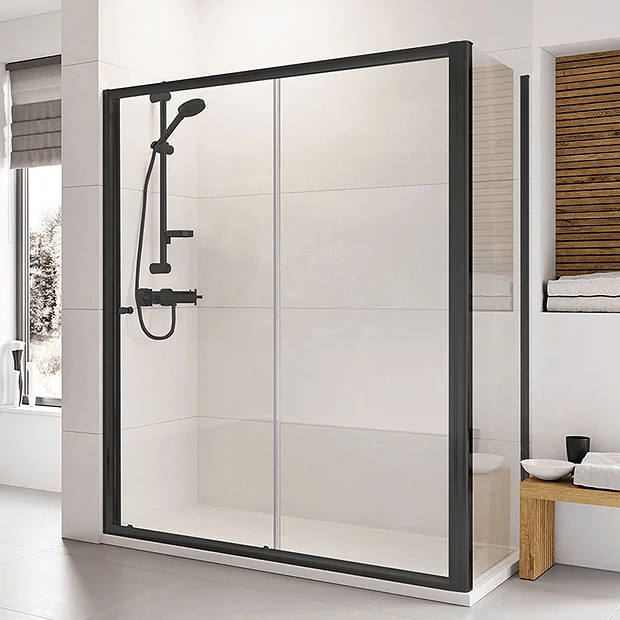 Roman Haven6 6mm Sliding Shower Door Enclosure 1200 x 900mm - Matt Black - RM29SMB - TAP 'N' SHOWER