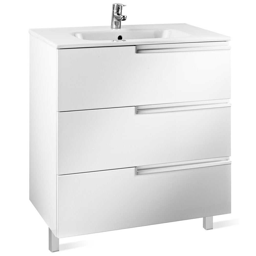 Roca Victoria-N Unik 3-Drawers Vanity Unit with Basin Wide Gloss White