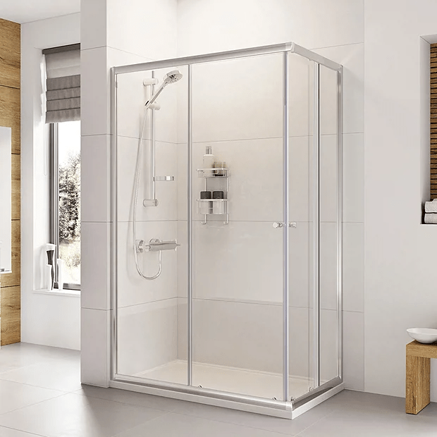 Roman Haven 760mm x 900mm x 1900mm Offset Corner Entry Chrome Shower Enclosure - H3C769CS - TAP 'N' SHOWER