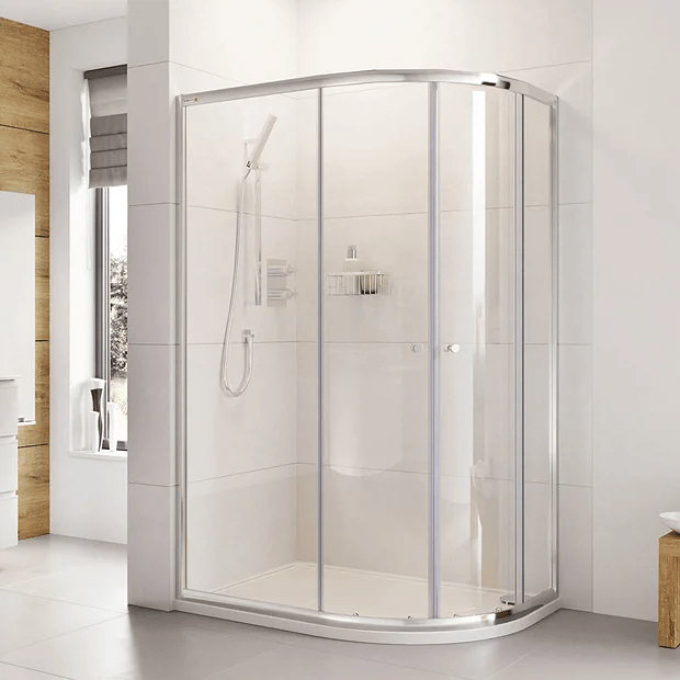 Roman Haven Two Door 900mm x 800mm x 1900mm Offset Quadrant Chrome Shower Enclosure - H3Q98CS - TAP 'N' SHOWER