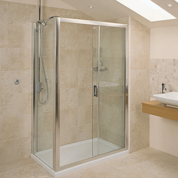 Roman Embrace 1100mm x 1900mm Bright Silver Sliding Shower Door Only - ET1113S - TAP 'N' SHOWER