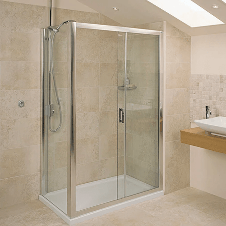 Roman Embrace 1200mm x 1900mm Bright Silver Sliding Shower Door Only - ET1213S - TAP 'N' SHOWER