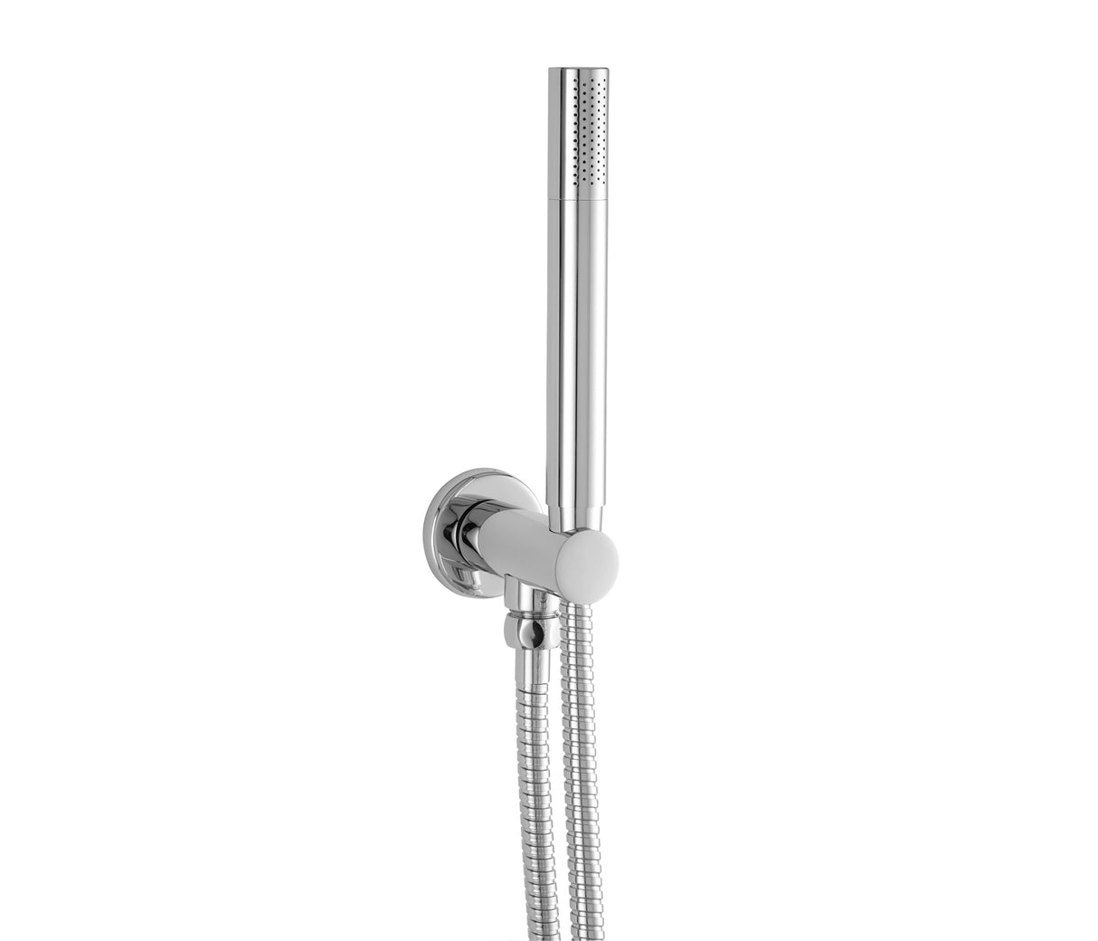 JTP Round Water Outlet and Holder with Metal Hose and Slim Handshower - Chrome - Round/WS