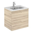 Royo Vitale Slimline 2 Drawer Wall Unit 600mm - Light Oak - RO125212 - TAP 'N' SHOWER