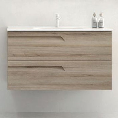 Royo Vitale Slimline 2 Drawer Wall Unit 800mm - Light Oak - RO125227 - TAP 'N' SHOWER